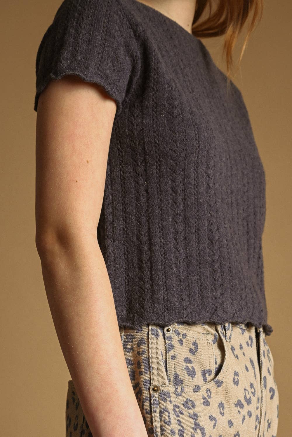 The Gracie Pointelle Short Sleeve Sweater