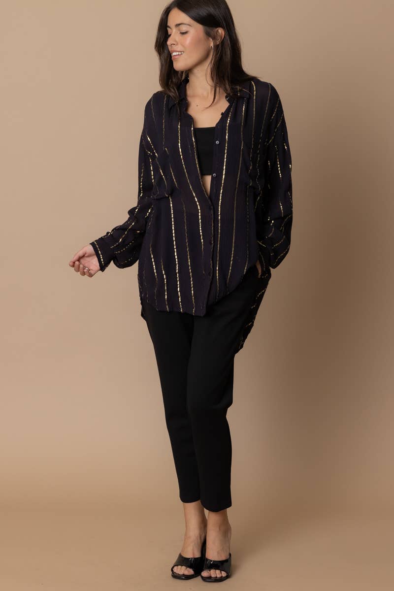 The Devon Shimmer Stripped Button Down