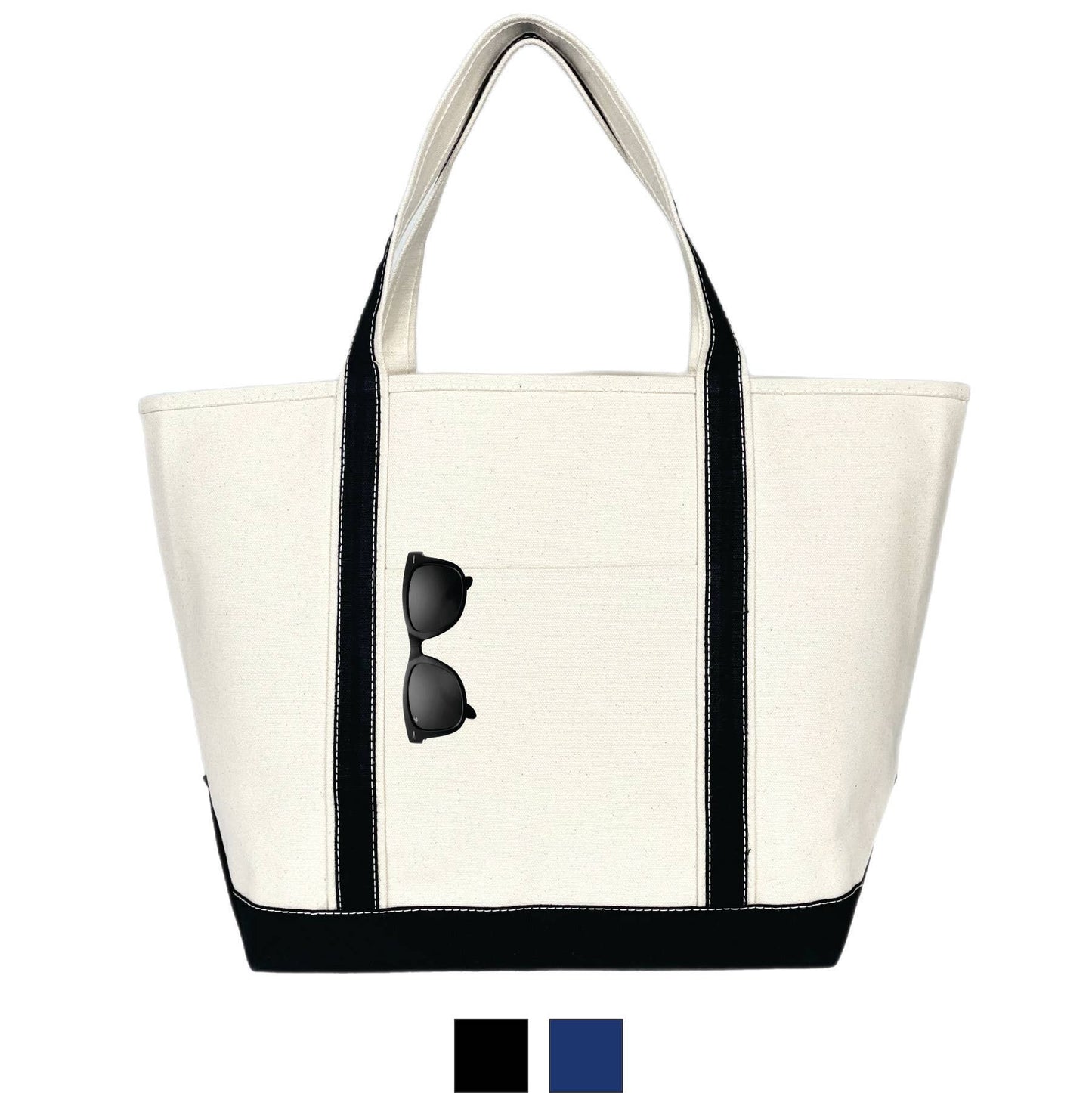 Riverside Boat Tote: Navy & Black