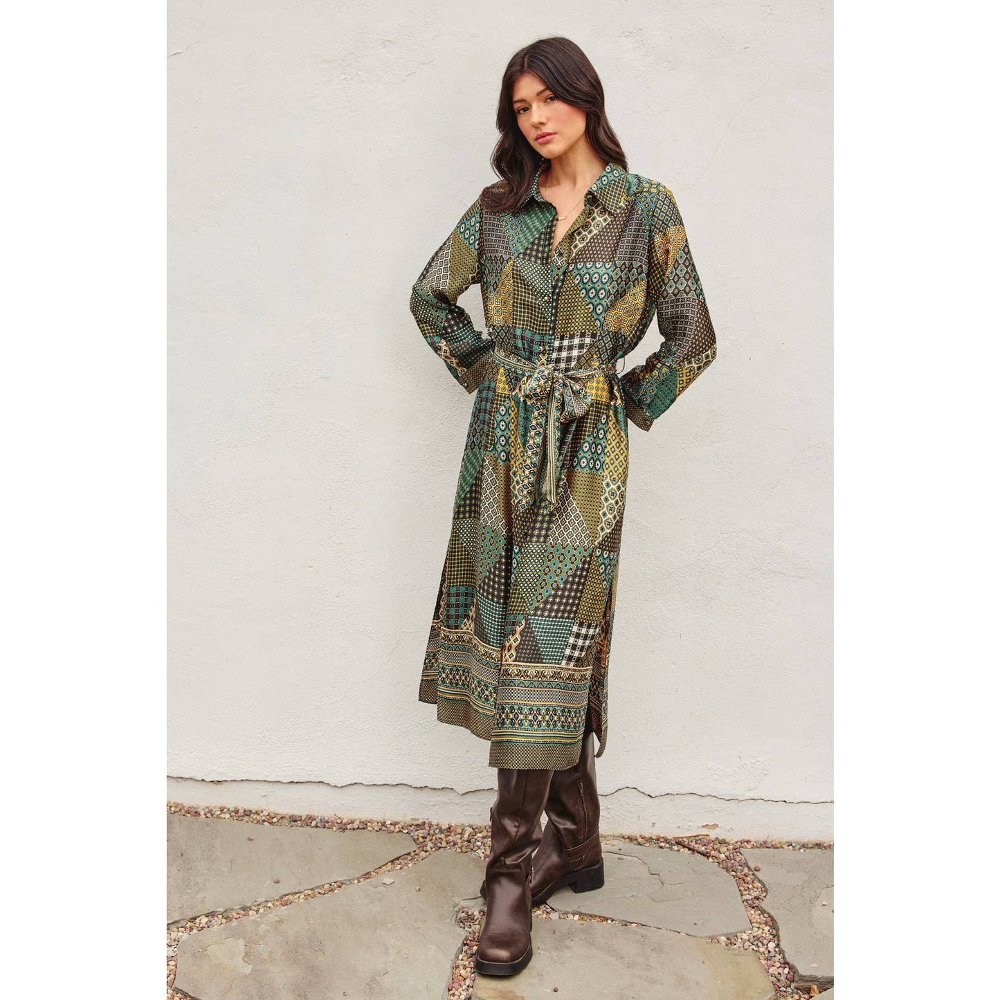 The Somerset Satin Shirt Dress
