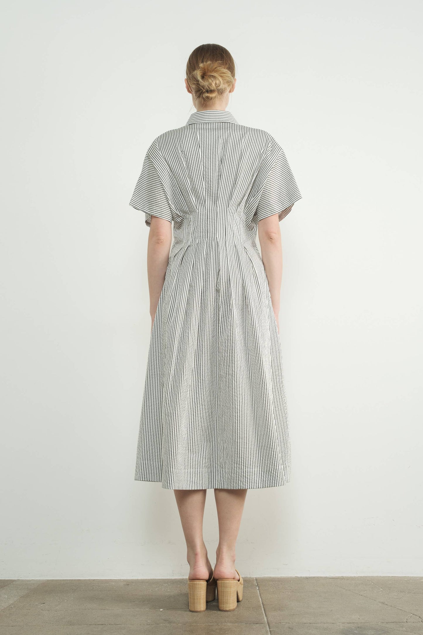 Pinstriped Pintuck Dress
