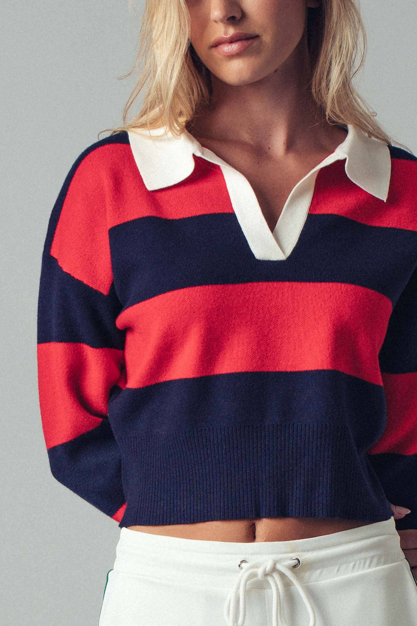 The Lynn Striped Collared Sweater