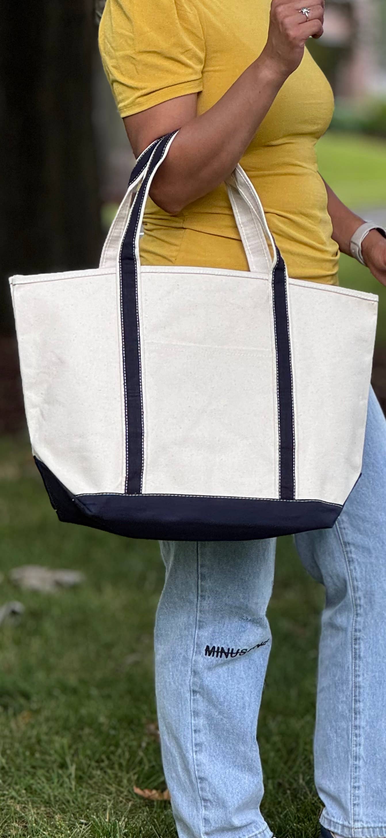 Riverside Boat Tote: Navy & Black