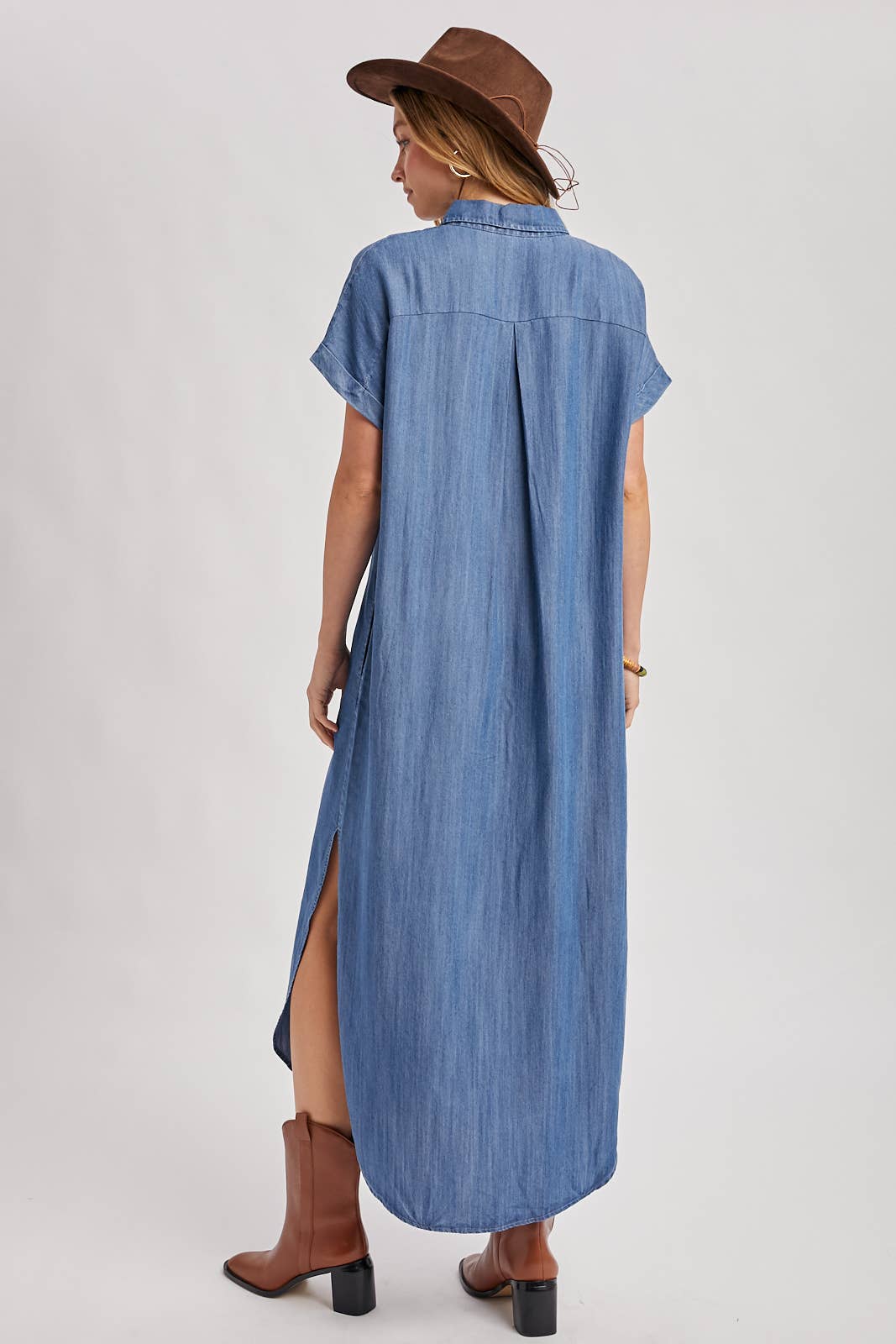 The Demi Denim Button Down Shirt Dress