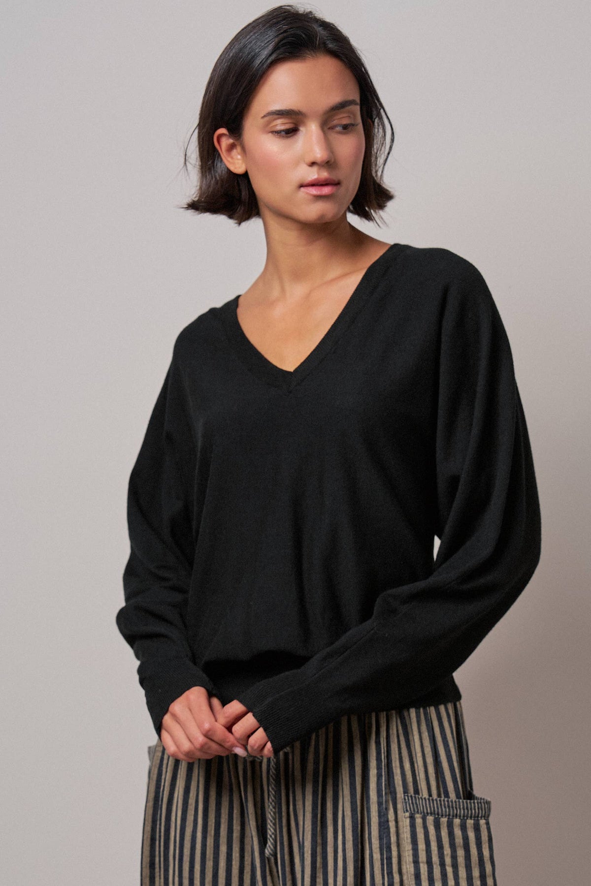 The Maggie V-Neck Drop Shoulder Sweater