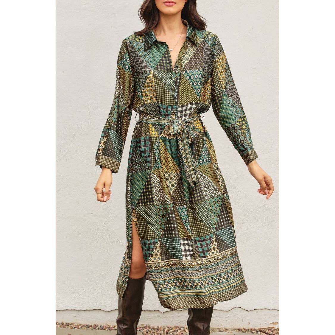 The Somerset Satin Shirt Dress
