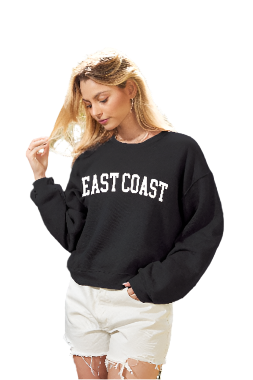 East Coast Mid Length Sweatshirt: Ivory, Black, Red