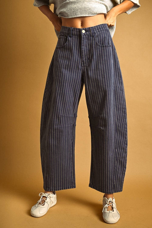 The Ali Pinstriped Barrel Jean