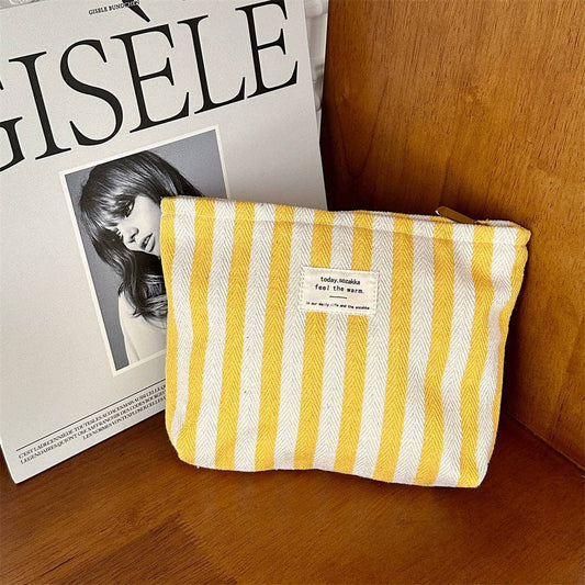 Striped Color Block Zip Tote