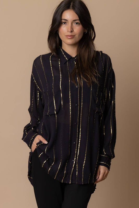 The Devon Shimmer Stripped Button Down