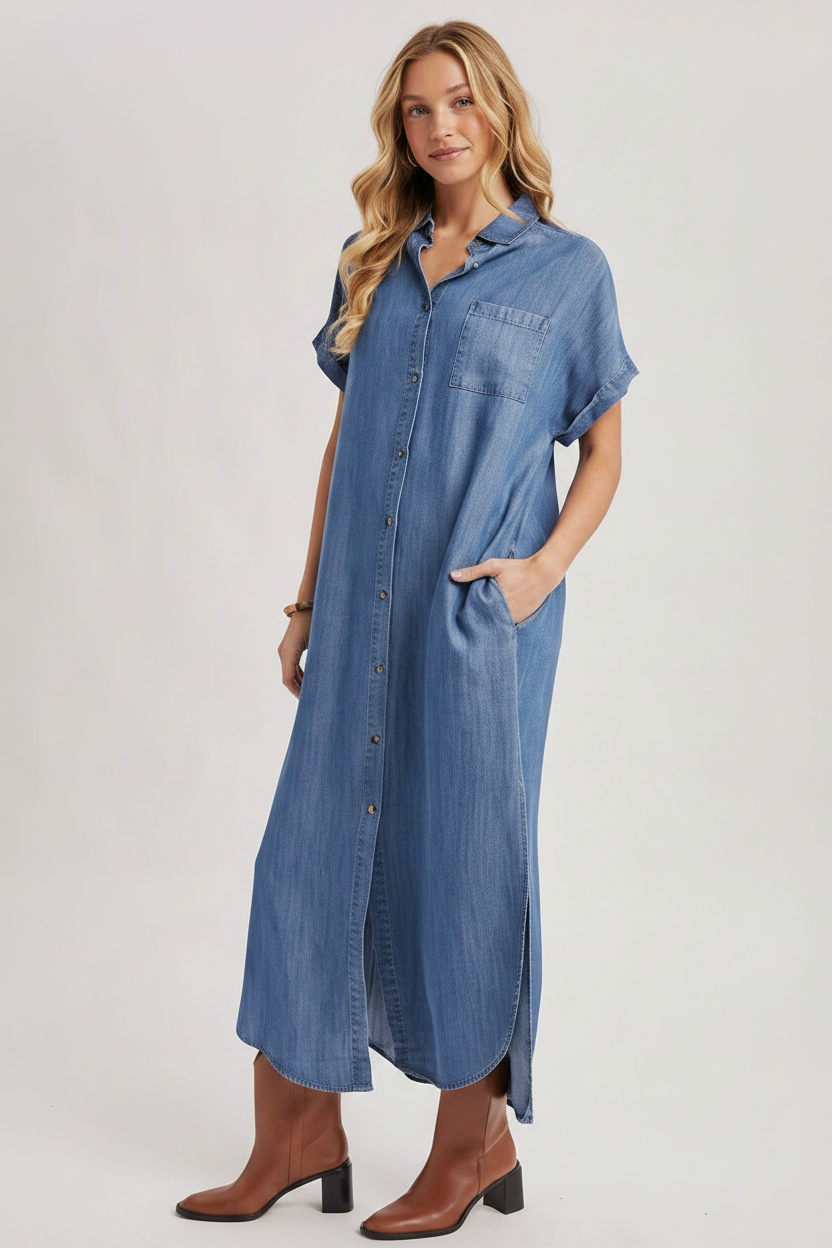 Demi Denim Dress - Front View Cropped