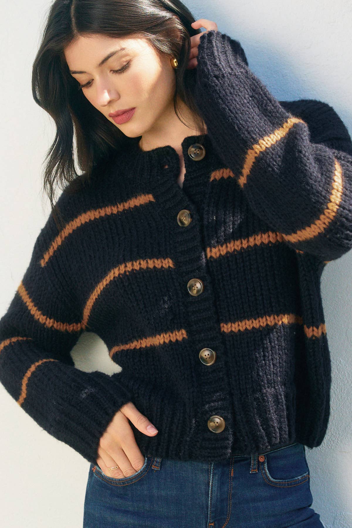 The Masha Striped Button Cardigan