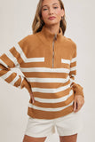 The Somerset Striped Quarter Zip Sweater