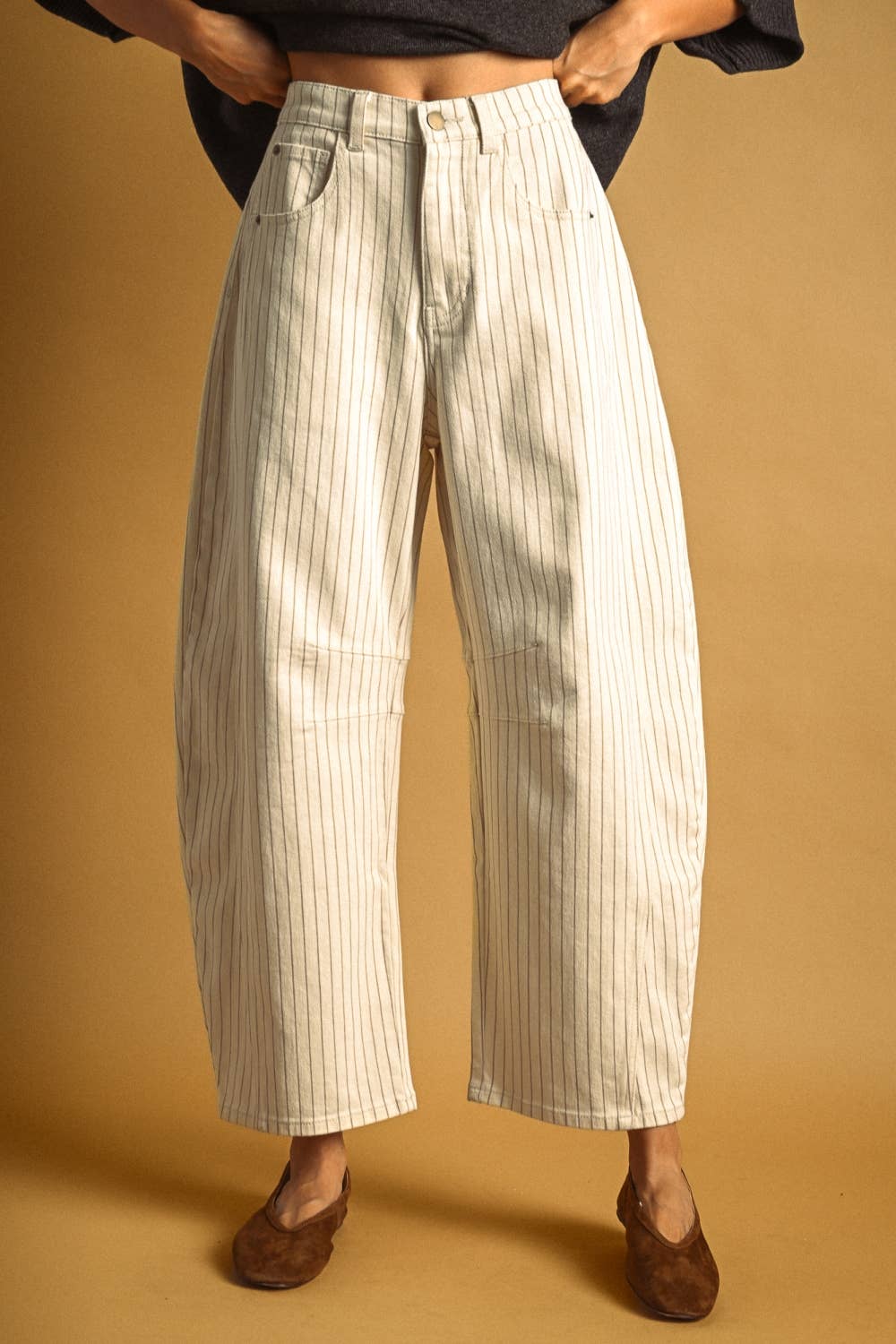 Pinstripe Barrel Jean