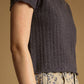 T7460   POINTELLE SHORT SLEEVE KNITTED TOP: OLD DENIM / L