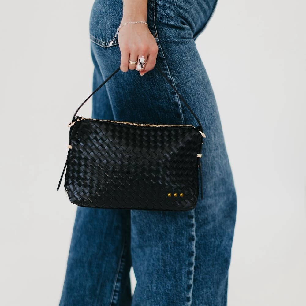 Harper Woven Bag: Brown & Black