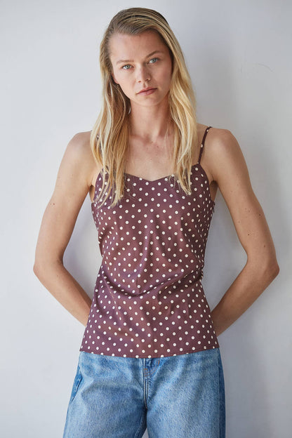 The Vienna Satin Polka Dot Cami