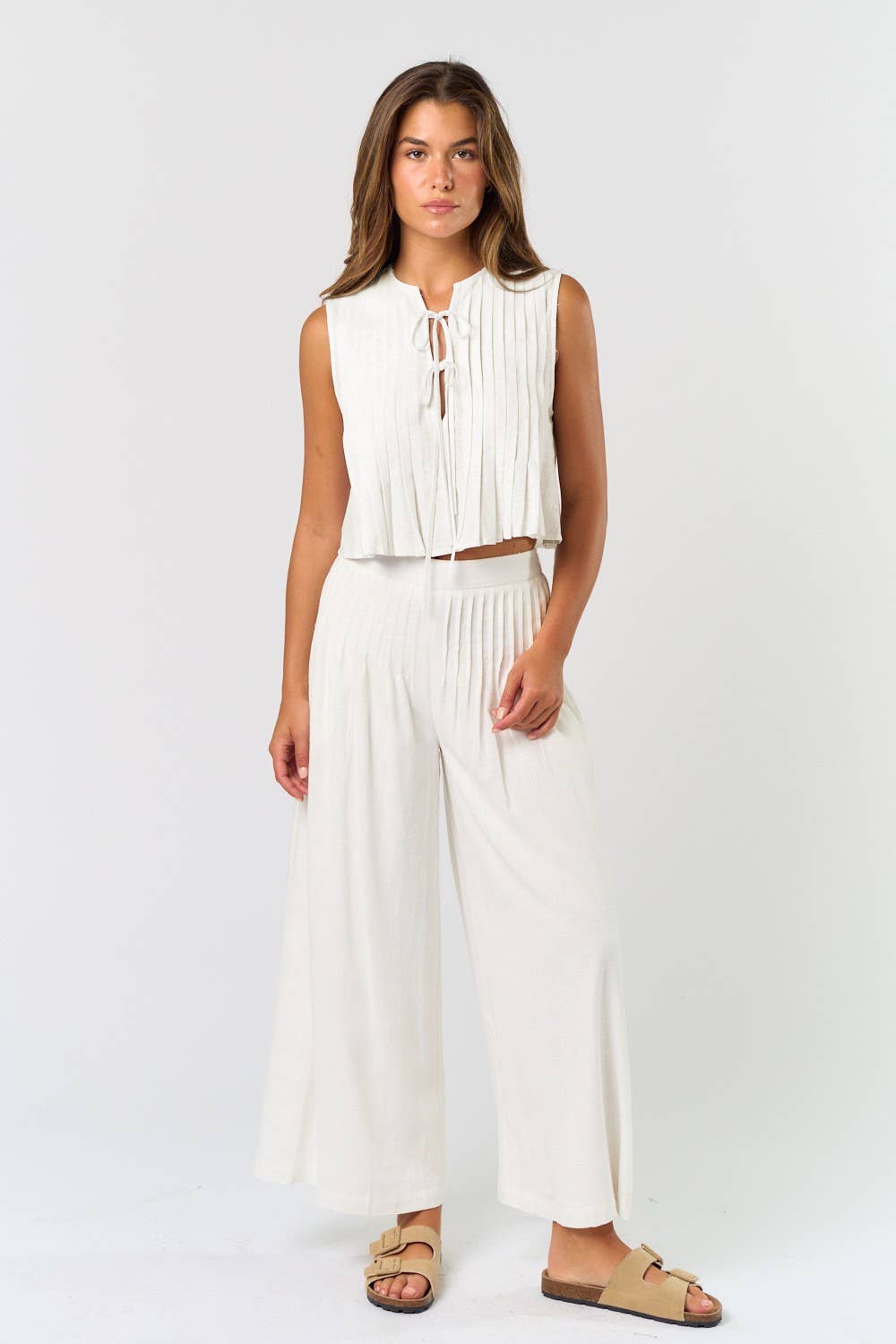 Pleated Wide Leg Pant