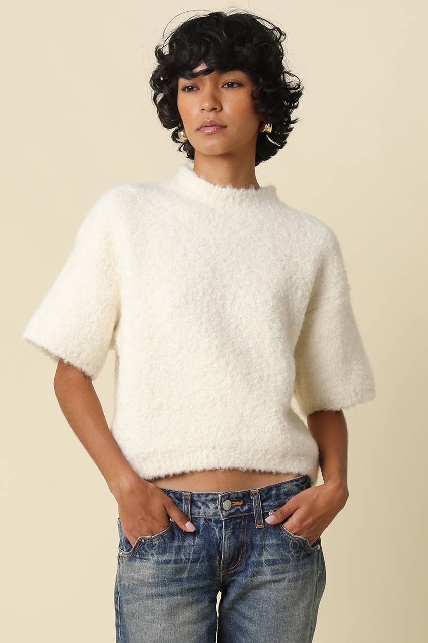 Ayra Fuzzy Short Sleeve Sweater