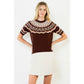 Short Sleeve Pattern Sweater: CINNAMON / XS-S-M-L(1-2-2-1)