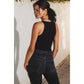 The Liv Ribbed Plunging Tank Bodysuit Black & White