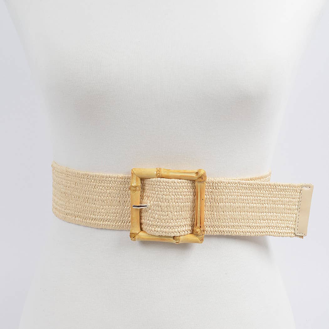 Braided Buckle Belt: Ivory