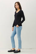 The Valerie V Neck Sweater: Black & Grey