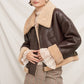Faux Leather Aviator Jacket