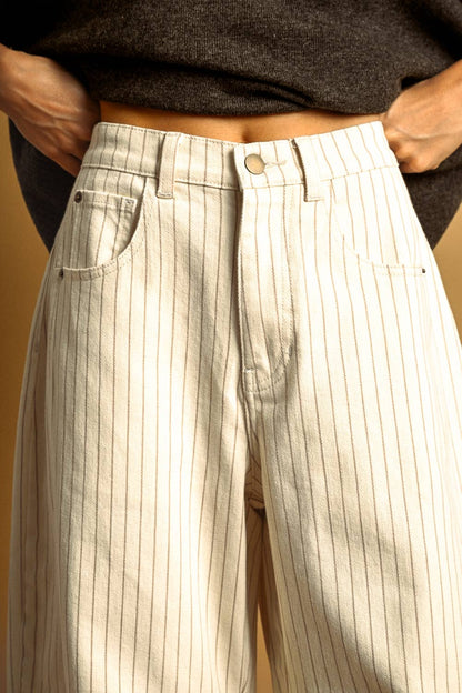 Pinstripe Barrel Jean