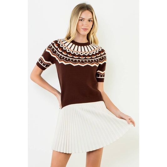 The Emmie Short Sleeve Fair Isle Sweater