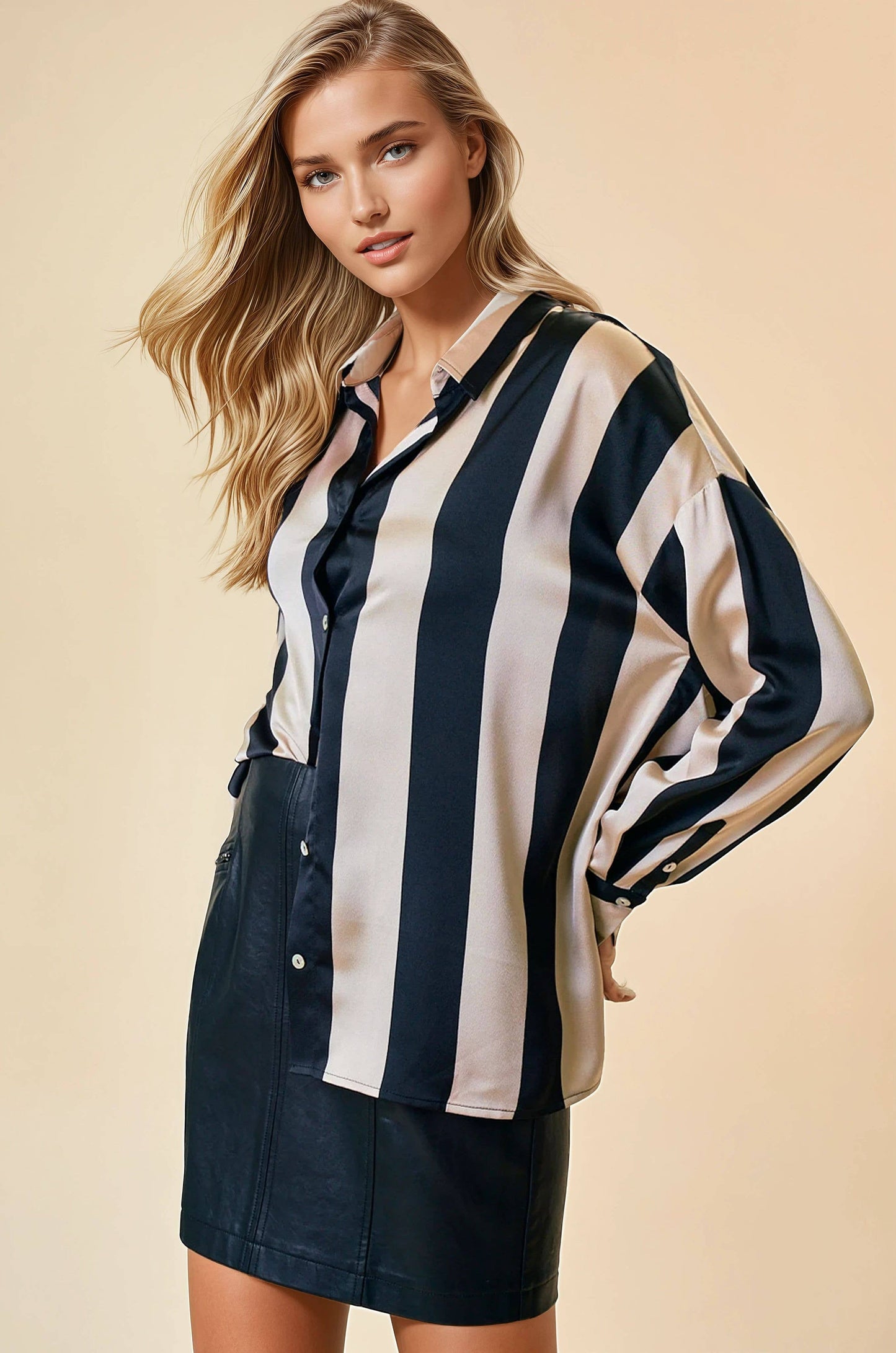 The Kiera Stripped Satin Shirt