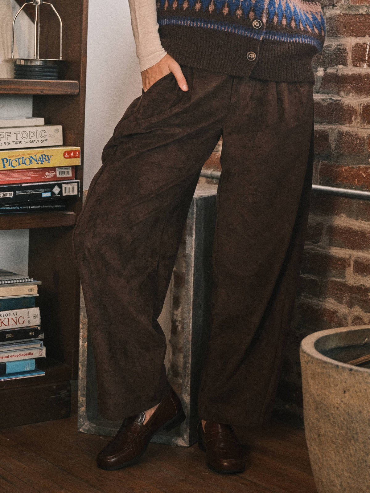 The Lucy Faux Suede Barrel Pant
