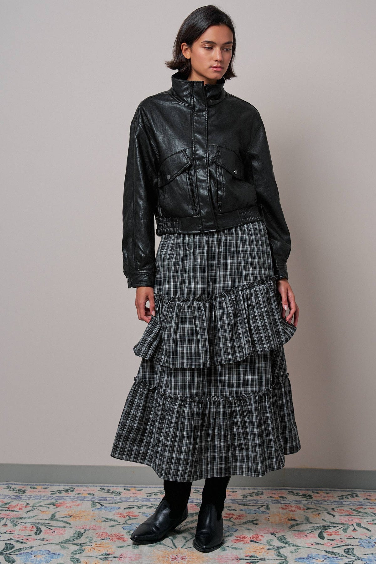 The Carlie Faux Leather Bomber Jacket