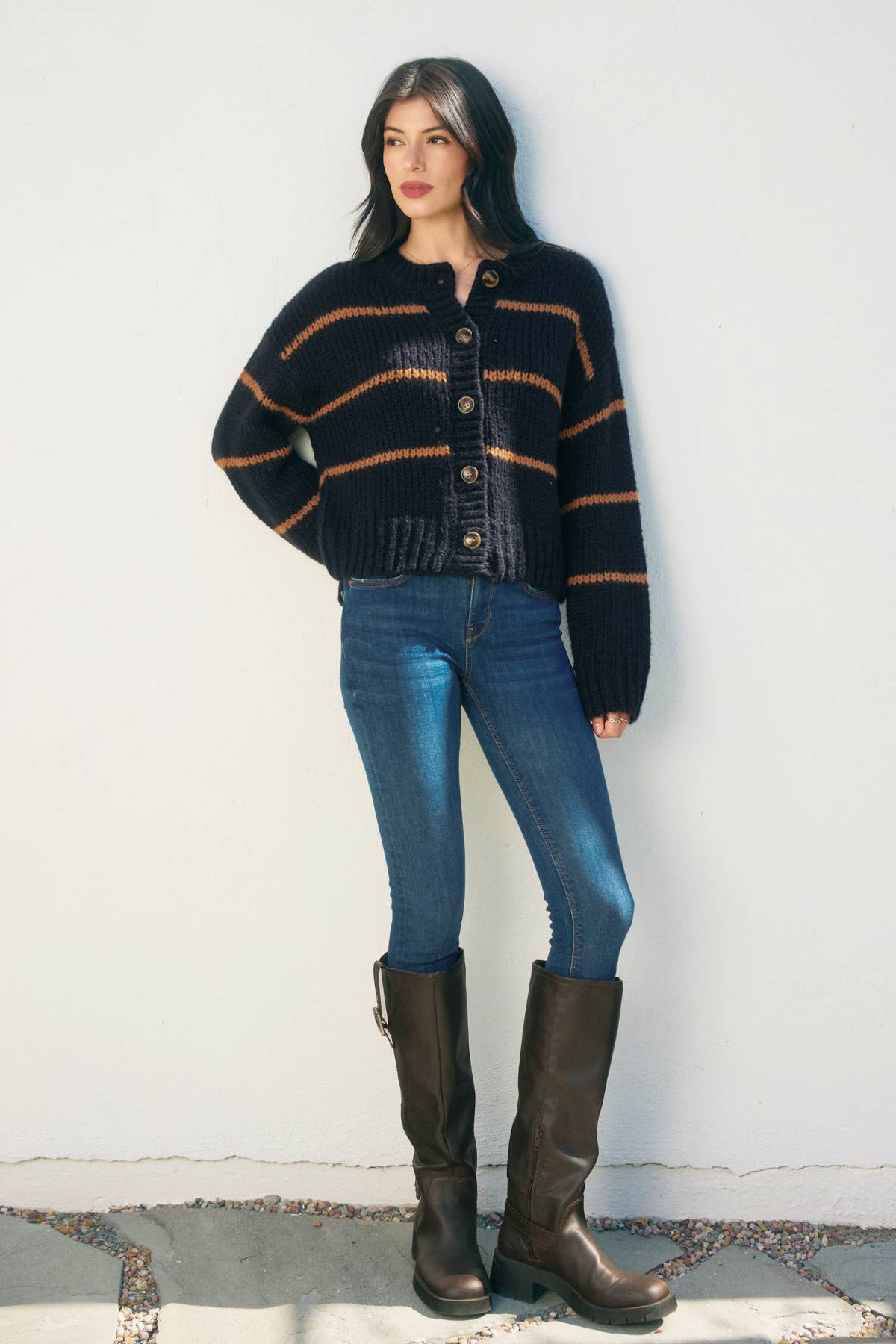 The Masha Striped Button Cardigan