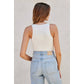 The Liv Ribbed Plunging Tank Bodysuit Black & White