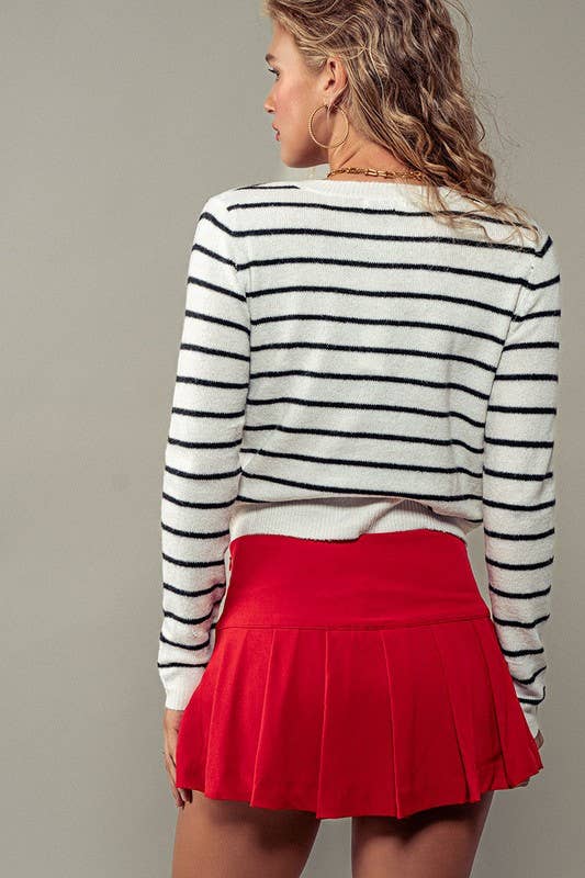 The Classic Cropped Striped Cardigan