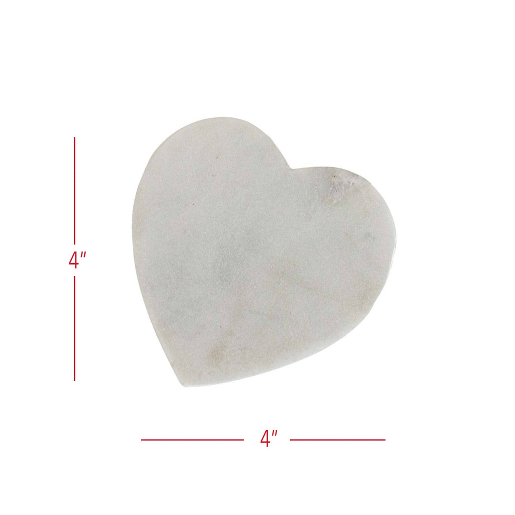 Set of 4 Heart Coasters White Marble & Jute