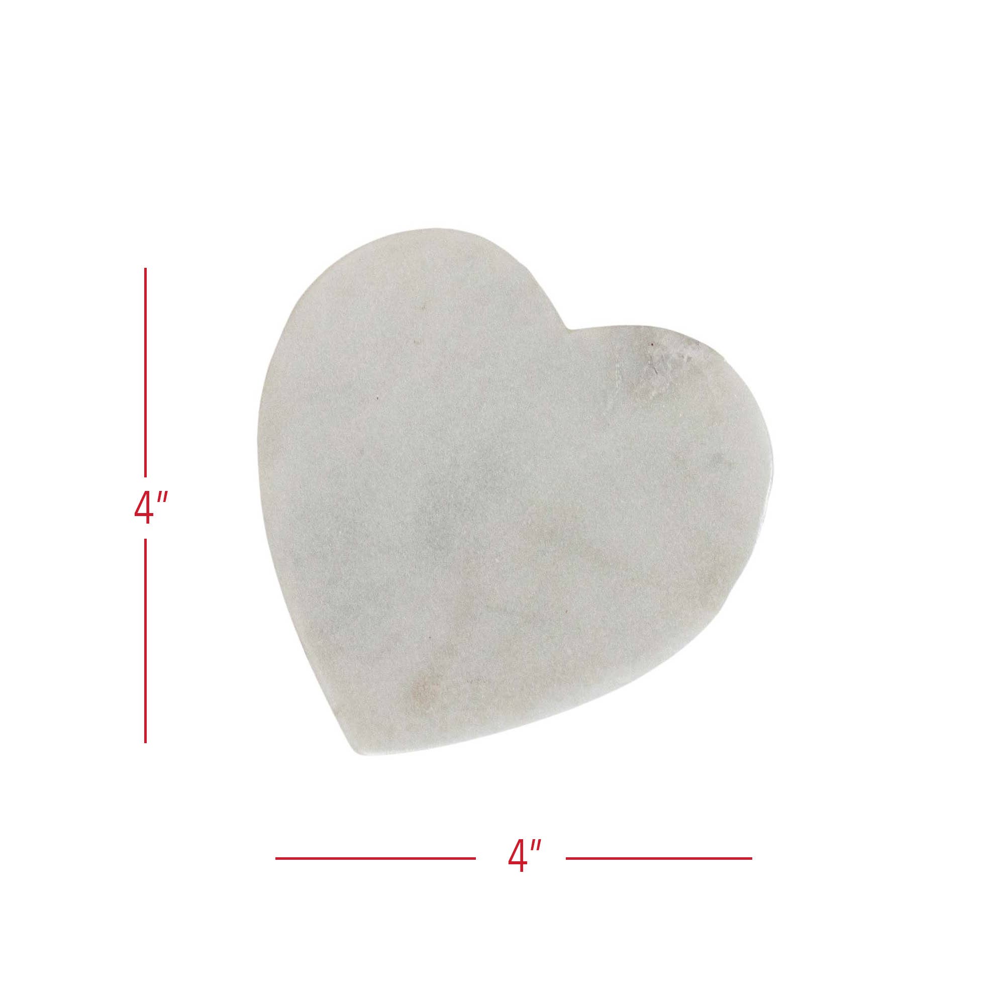 Set of 4 Heart Coasters White Marble & Jute