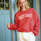 East Coast Mid Length Sweatshirt Red, Navy & White