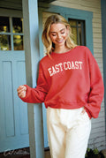 East Coast Mid Length Sweatshirt Red, Navy & White