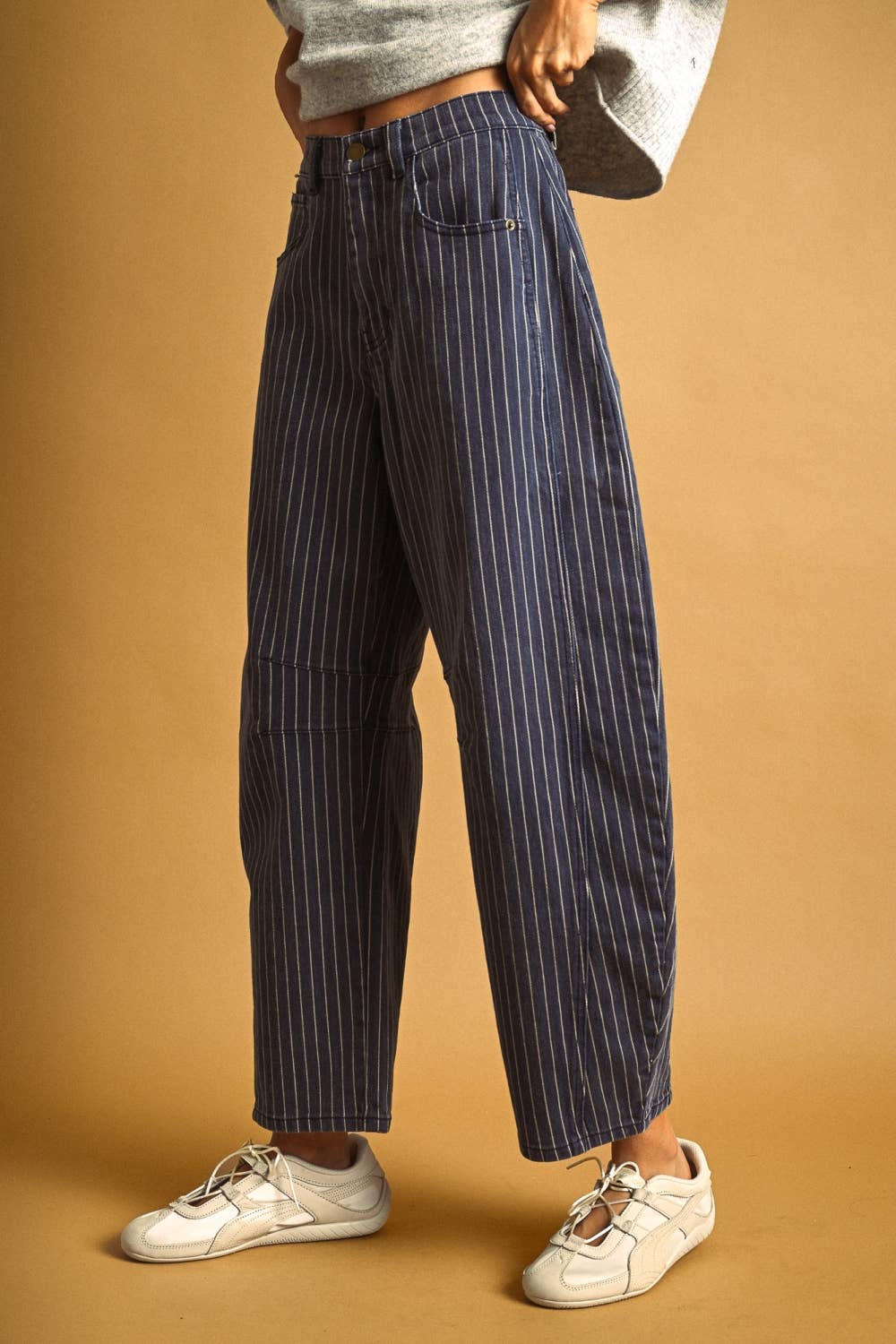 The Ali Pinstriped Barrel Jean