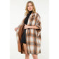 Plaid Drop Shoulder Mid Coat: RUST / XS-S-M-L(1-2-2-1)