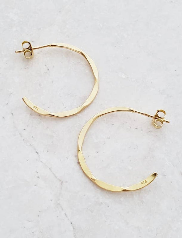 Gold Hammered Hoops Earrings