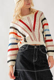 Stripe Pointelle Knit Sweater