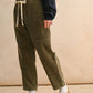 P5602   WASHED EFFECT CORDUROY PANTS: Brown / L