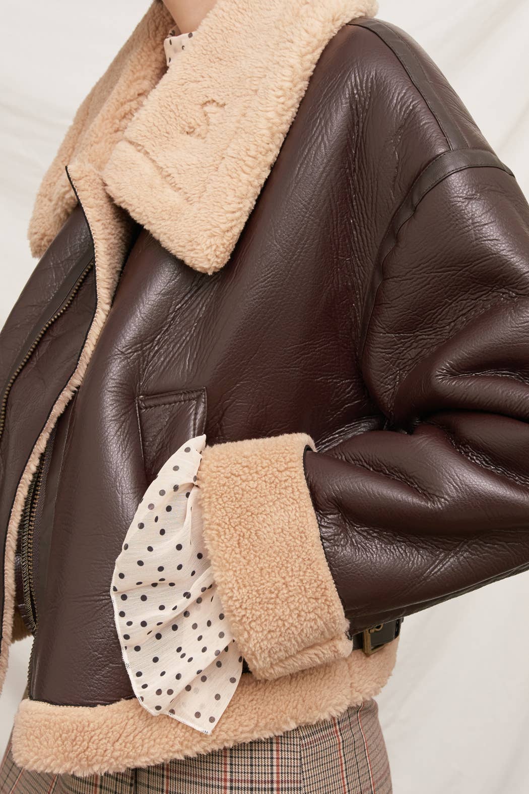 Faux Leather Aviator Jacket