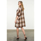 Plaid Drop Shoulder Mid Coat: RUST / XS-S-M-L(1-2-2-1)