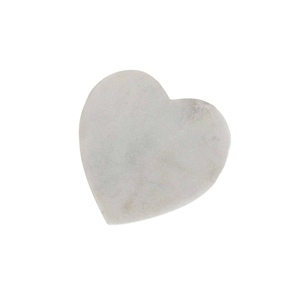 Set of 4 Heart Coasters White Marble & Jute