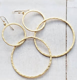 Gold Hammered Circle Hoops Earrings
