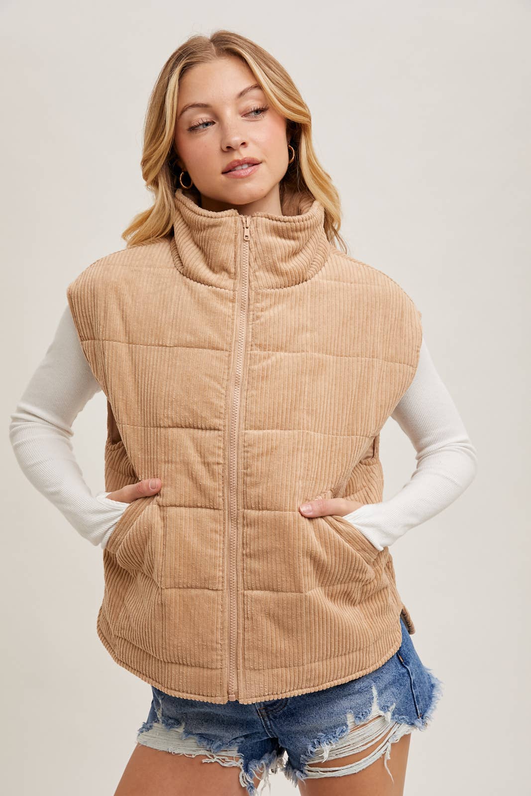 The Kena Corduroy Quilted Puffer Vest